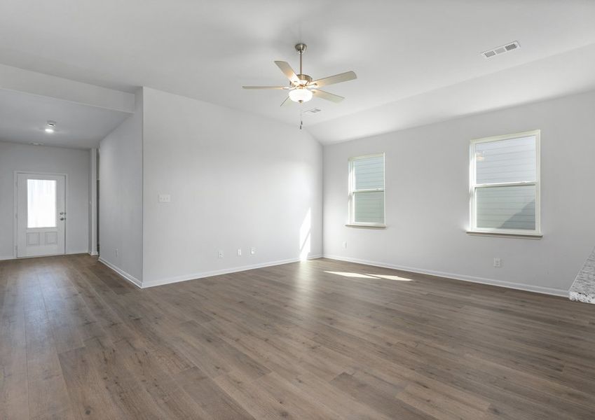 The family room has two large windows that let in great, natural light.