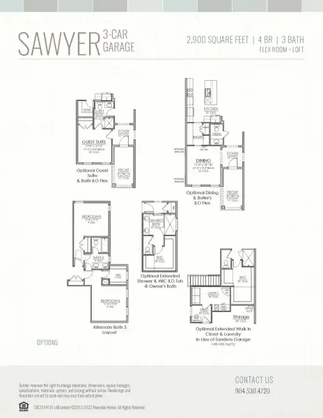 2D floor plan layout for the Sawyer by Riverside Homes in Sagebrush at EverRange, Jacksonville, FL (Image 39).