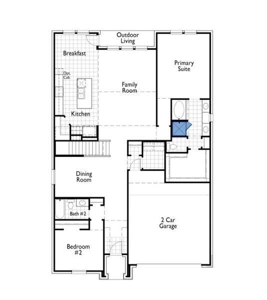 2D floor plan layout for the Richmond Plan by Highland Homes in Goodland: 53ft. lots, Midlothian, TX (Image 3).