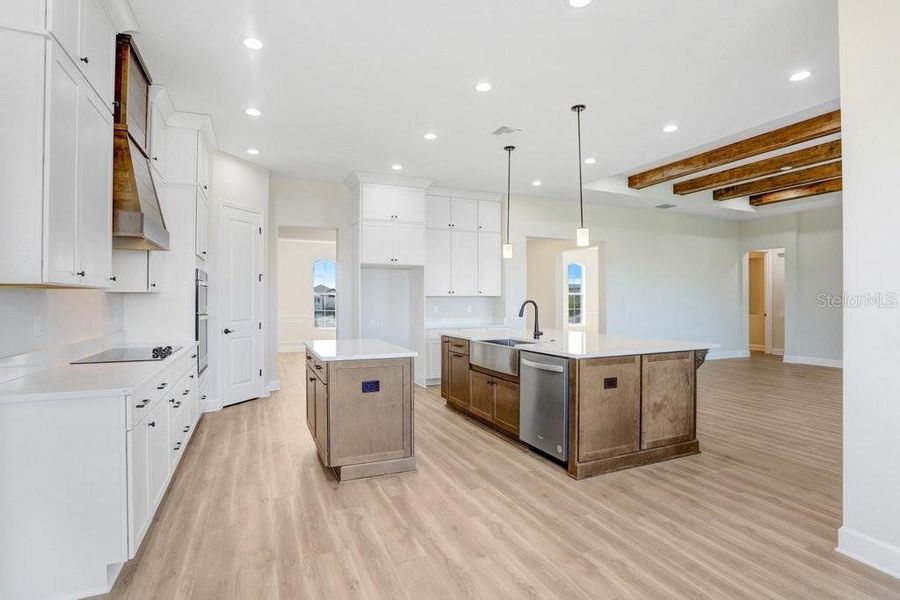 Kitchen Overlooking Great Room, Great for Entertaining!