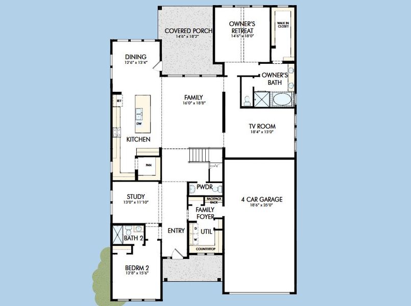 2D floor plan layout for the The Presidio by David Weekley Homes in Walden Creek – Summit Collection, Montgomery, TX (Image 4). 2D floor plan layout for the The Presidio by David Weekley Homes in Walden Creek – Summit Collection, Montgomery, TX (Image 4).
