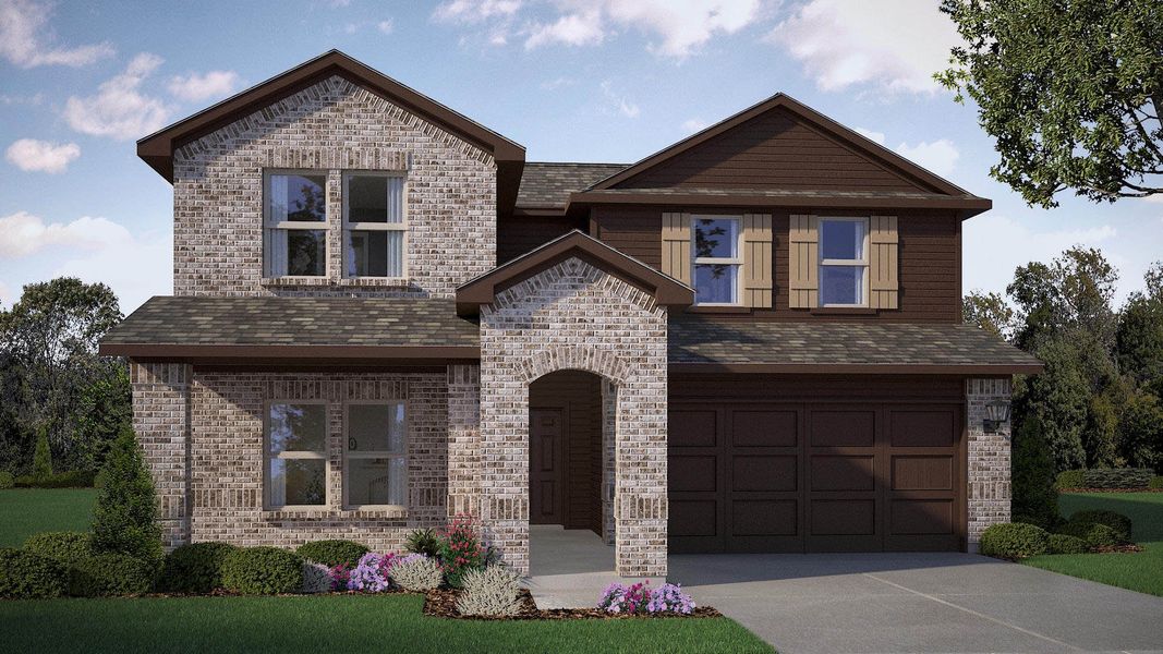 Representative exterior photo of a completed home built from the Ozark by D.R. Horton in Rock Creek West, Fort Worth, TX (Image 2).