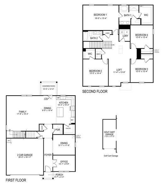 2D floor plan layout for the Hanover by D.R. Horton in Falcon Landing, Gainesville, GA (Image 5).