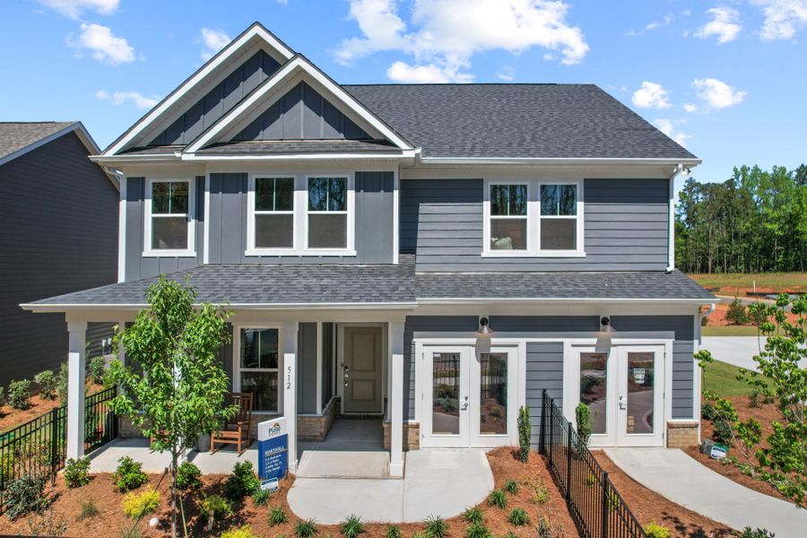Representative exterior photo of a completed home built from the Marshall by Pulte Homes in Michaux Gardens, Belmont, NC (Image 33). Representative exterior photo of a completed home built from the Marshall by Pulte Homes in Michaux Gardens, Belmont, NC (Image 33).