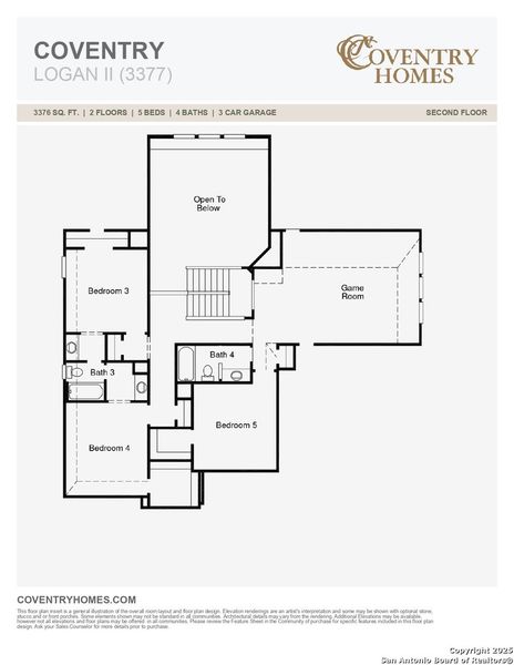 2D floor plan layout of this home in Homestead, Schertz, TX (Image 5).
