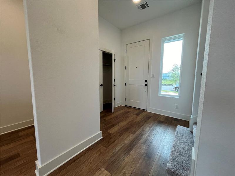 Front entrance with large coat closet.