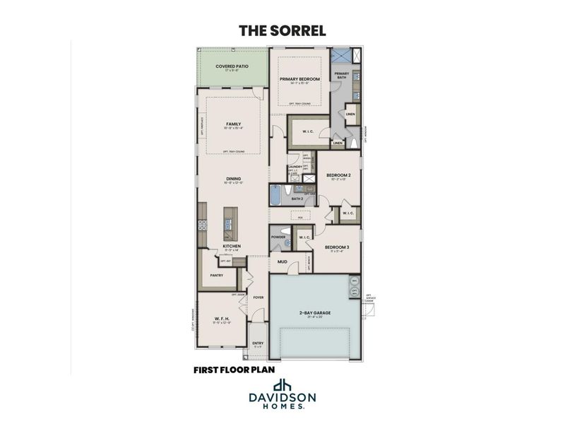 2D floor plan layout for the The Sorrel E by Davidson Homes LLC in Rayburn Valley, San Antonio, TX (Image 3).