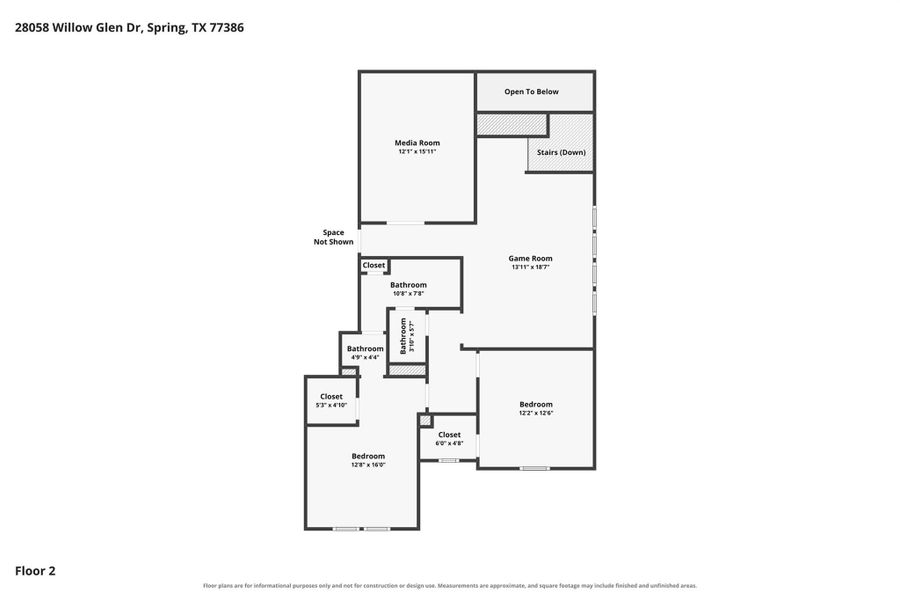 2D floor plan layout of this home in Woodson’s Reserve, Spring, TX (Image 5).
