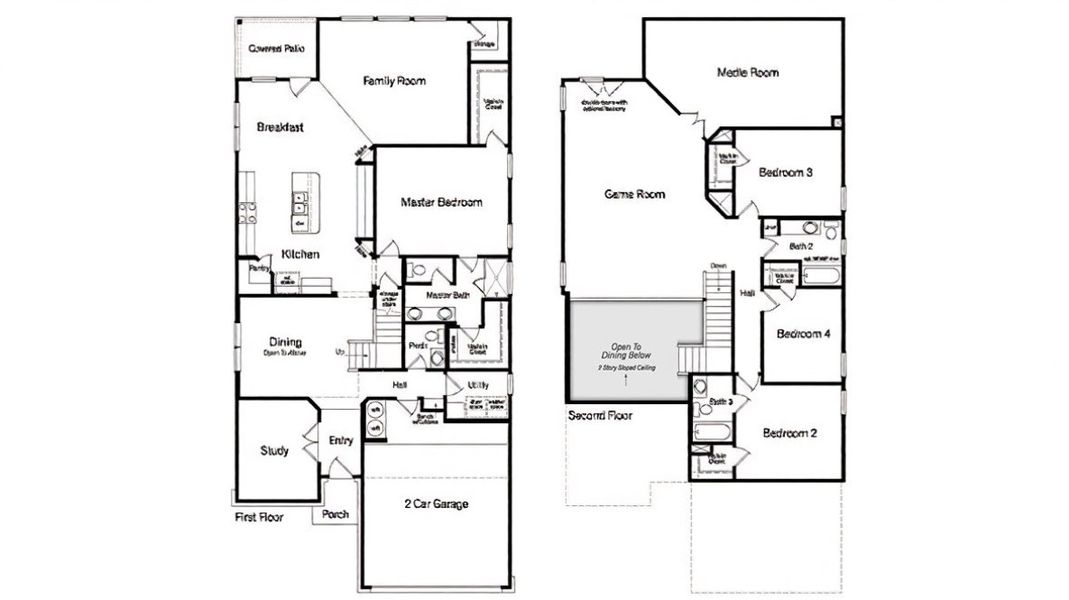 2D floor plan layout for the The Stallion by D.R. Horton in Steele Creek, Cibolo, TX (Image 3).