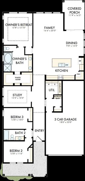 2D floor plan layout of this home in Kresston - Enclave Collection, Montgomery, TX (Image 5).