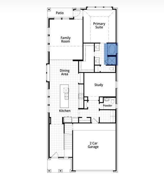 2D floor plan layout for the Everett by Highland Homes in Grange, Katy, TX (Image 31).