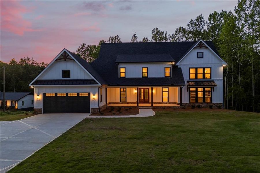 Front exterior of a new home in , Flowery Branch, GA, highlighting curb appeal (Image 26).