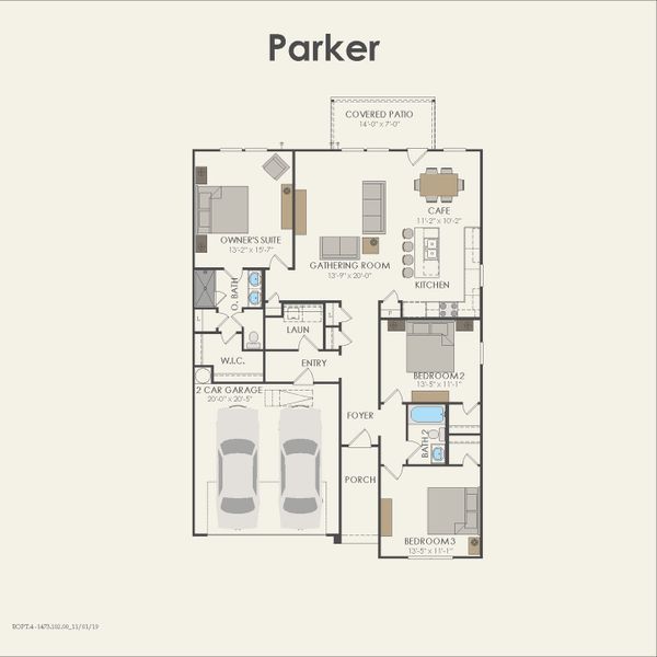 2D floor plan layout for the Parker by Pulte Homes in Nopal Valley, San Antonio, TX (Image 4). 2D floor plan layout for the Parker by Pulte Homes in Nopal Valley, San Antonio, TX (Image 4).