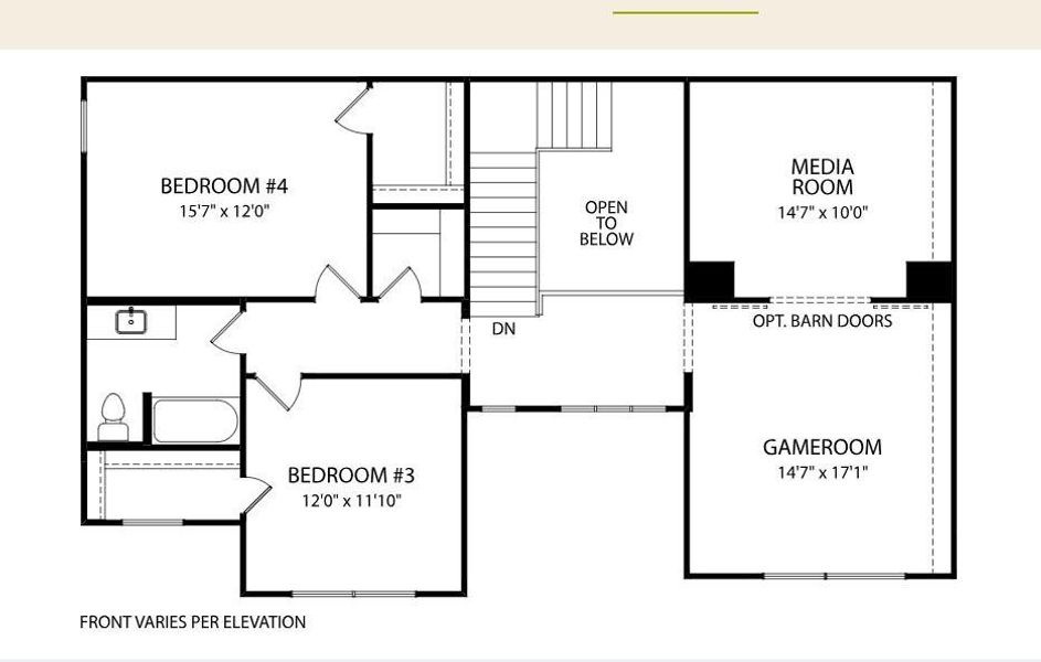 2D floor plan layout of this home in Two Step Farm Showcase, Montgomery, TX (Image 3).