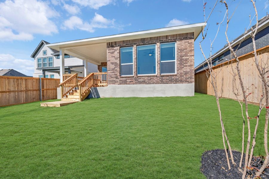 Exterior details and patio area of a home in Mayfair - Select Garden Series, New Braunfels (Image 4).