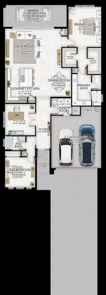 2D floor plan layout for the Halo by GL Homes in Valencia Sky (55+), Naples, FL (Image 5).