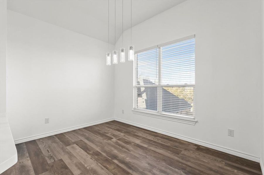 Unfurnished room with dark hardwood / wood-style floors and a wealth of natural light