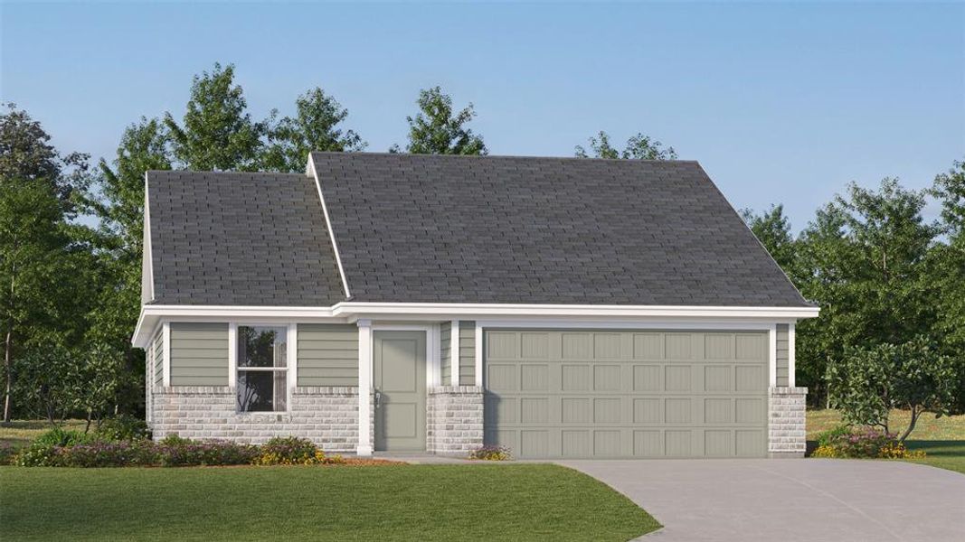 Front exterior of a new home in Foree Ranch, Providence Village, TX, highlighting curb appeal (Image 1). Front exterior of a new home in Foree Ranch, Providence Village, TX, highlighting curb appeal (Image 1).