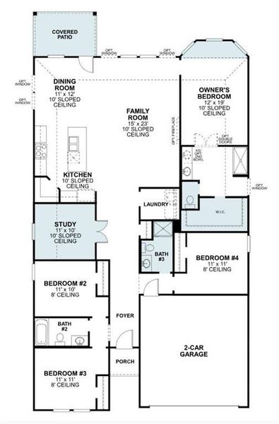 2D floor plan layout of this home in Woodstone, Providence Village, TX (Image 2). 2D floor plan layout of this home in Woodstone, Providence Village, TX (Image 2).