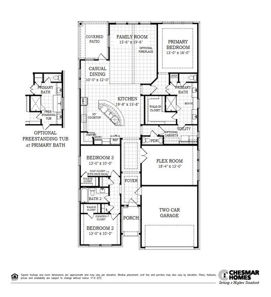 2D floor plan layout for the Mariah 50′ by Chesmar Homes in Prominence – Now Selling, San Antonio, TX (Image 3).