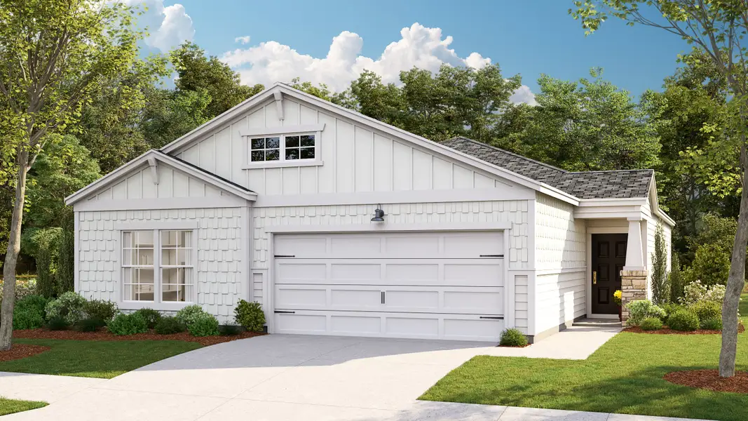 Front exterior of a new home in Waterfall Villages, Little River, SC, highlighting curb appeal (Image 1).