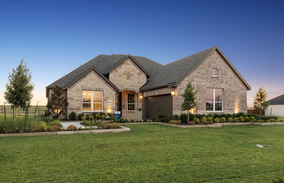 Front exterior of a new home in Westside Preserve, Midlothian, TX, highlighting curb appeal (Image 1). Front exterior of a new home in Westside Preserve, Midlothian, TX, highlighting curb appeal (Image 1).