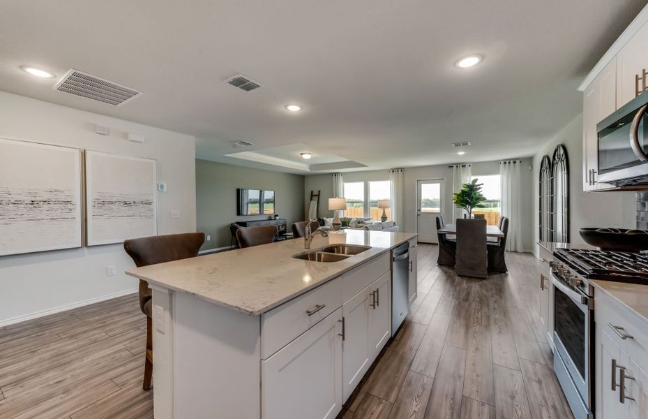 Kitchen island overlooking main living areas