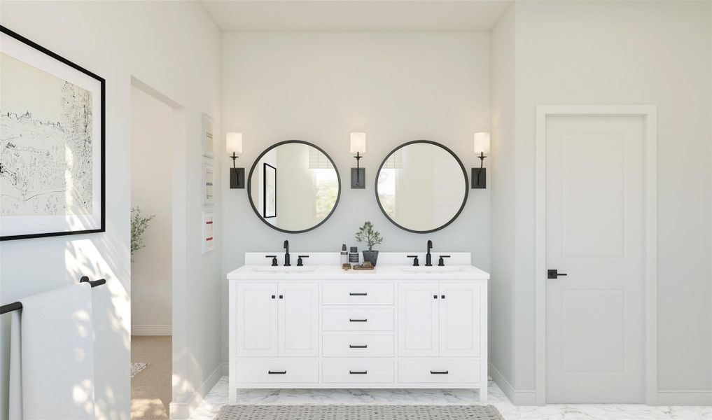 Relaxing primary bath (*Artist rendering used for illustration purposes only.)