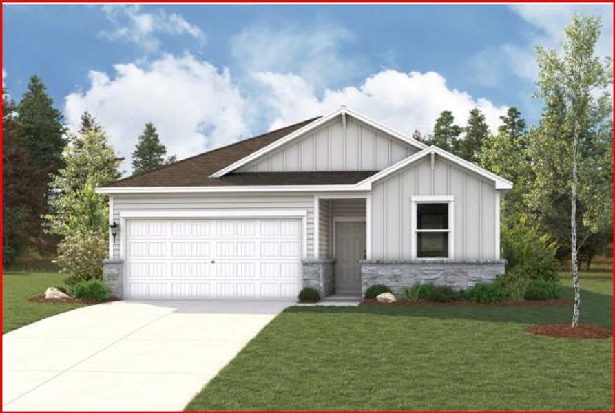 Front exterior of a new home in Evelyn, Austin, TX, highlighting curb appeal (Image 3).
