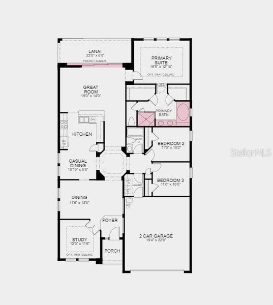 Structural options include: Deluxe primary bath, pocket sliding door, and 8’ interior doors.