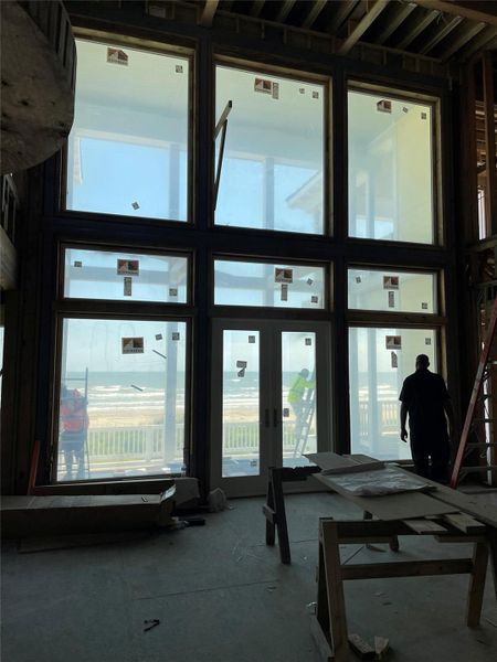 Double story living room in center of house. Double story living room in center of house.