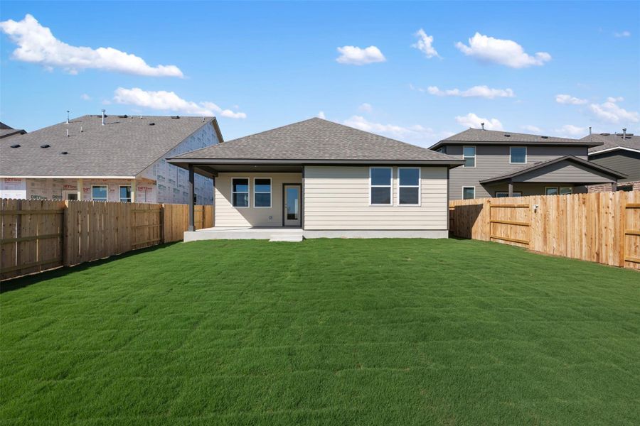 Exterior details and patio area of a home in Patterson Ranch, Georgetown (Image 25). Exterior details and patio area of a home in Patterson Ranch, Georgetown (Image 25).