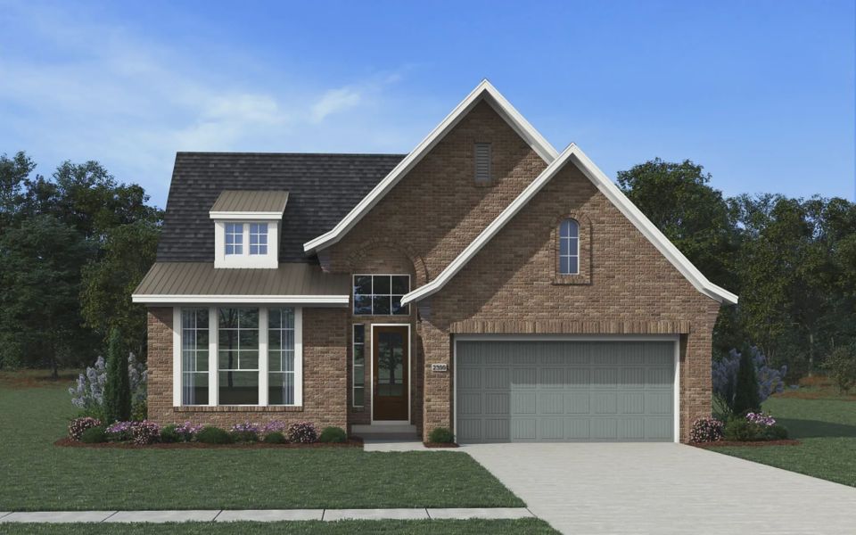Representative exterior photo of a completed home built from the Hampton by Chesmar Homes in Prominence 50's, San Antonio, TX (Image 4).