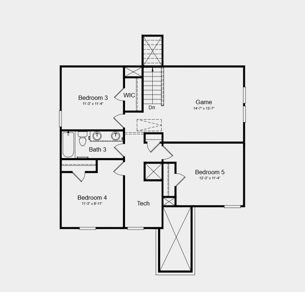 Second Floor Plan - Additional Highlights Include: Covered Patio, granite countertops, white kitchen. large game room and no rear neighbors