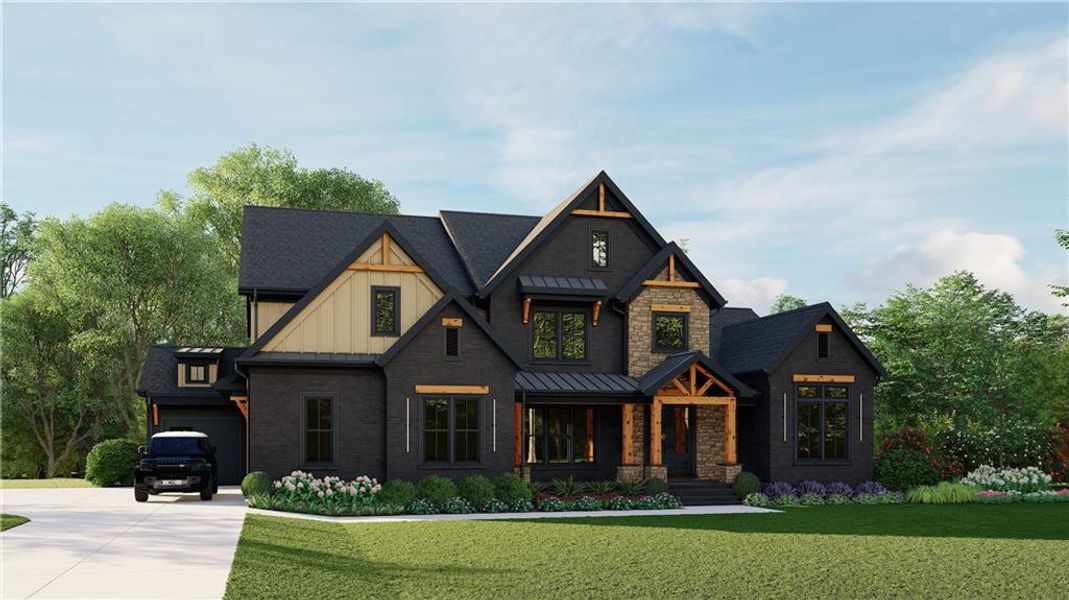 Front exterior of a new home in , Conyers, GA, highlighting curb appeal (Image 7). Front exterior of a new home in , Conyers, GA, highlighting curb appeal (Image 7).