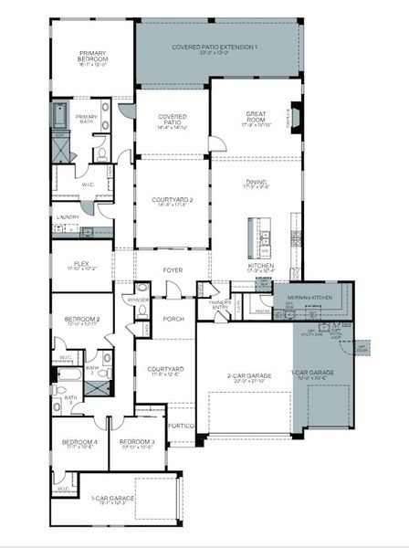 2D floor plan layout of this home in Overlook at The Dells, Prescott, AZ (Image 4). 2D floor plan layout of this home in Overlook at The Dells, Prescott, AZ (Image 4).