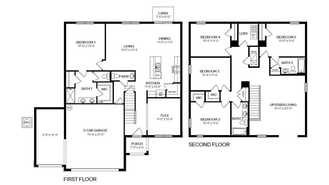 2D floor plan layout for the Elle by D.R. Horton in Bradbury Estates, Sanford, FL (Image 3).