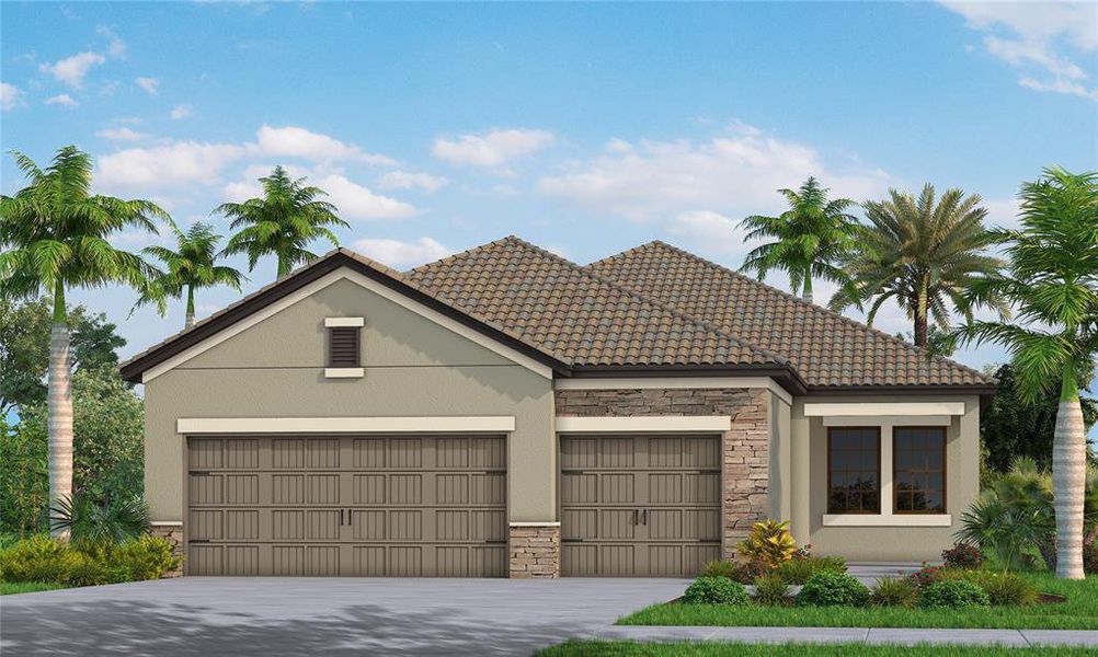Front exterior of a new home in , Nokomis, FL, highlighting curb appeal (Image 1). Front exterior of a new home in , Nokomis, FL, highlighting curb appeal (Image 1).