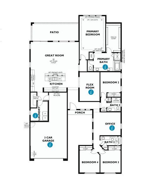 2D floor plan layout for the 5034 by Shea Homes in Skymark at Northpointe, Peoria, AZ (Image 3).