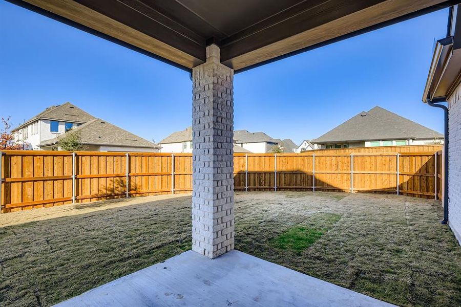 Exterior details and patio area of a home in Mosaic 40s, Celina (Image 19).
