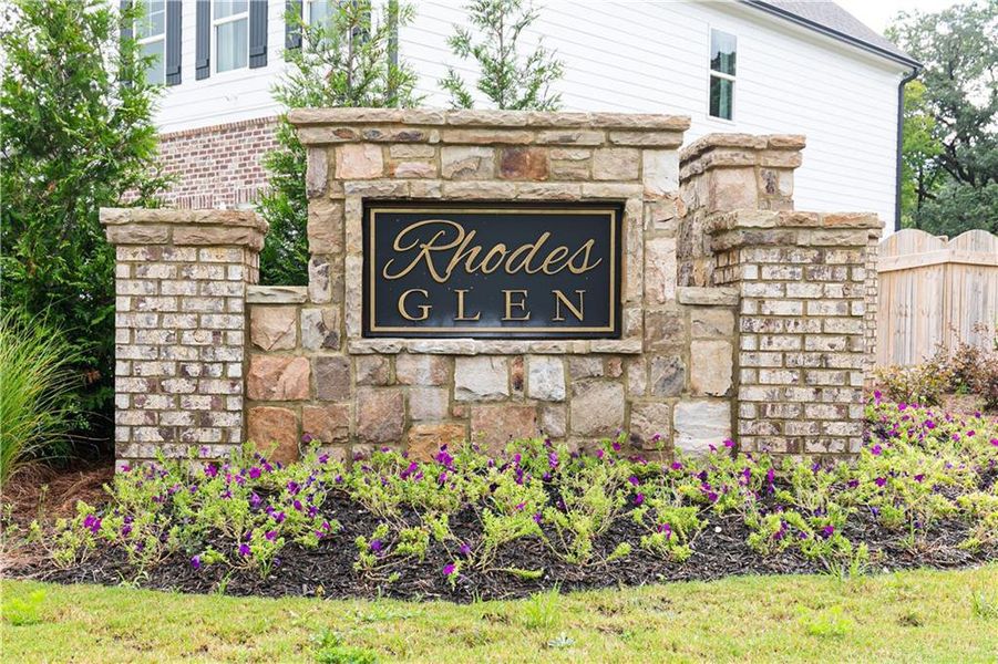 Front exterior of a new home in Rhodes Glen, Lawrenceville, GA, highlighting curb appeal (Image 26).