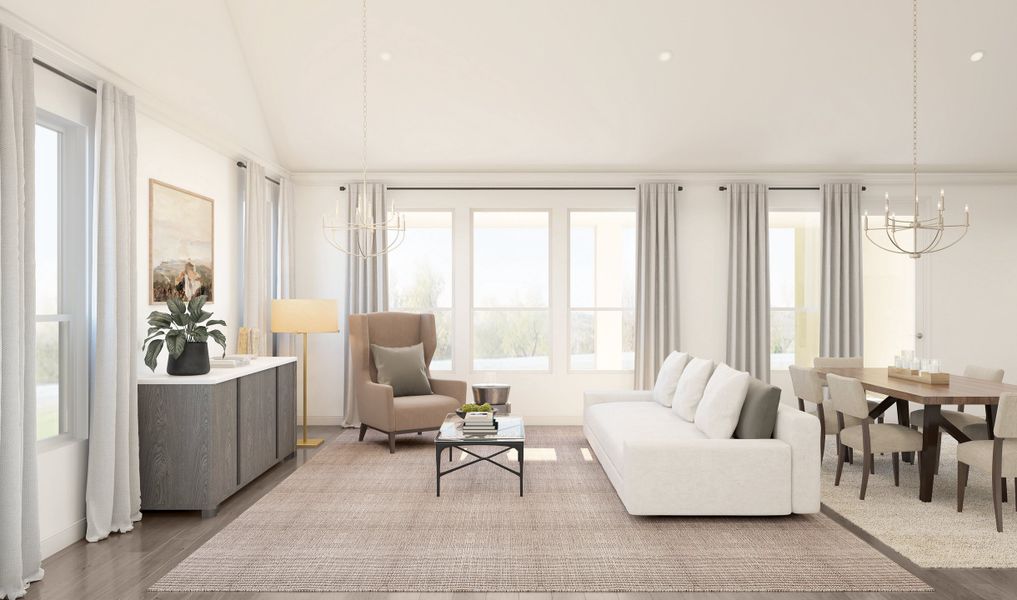 Great room with vaulted ceiling Great room with vaulted ceiling