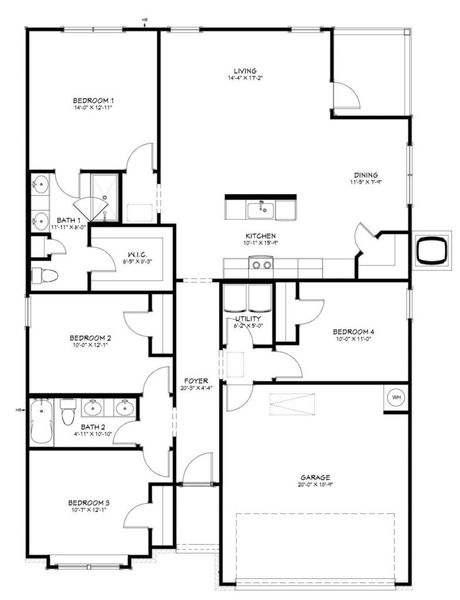 2D floor plan layout of this home in Ridge at Knob Creek Single Family, Temple, TX (Image 3).