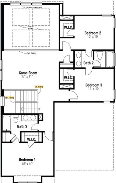 2D floor plan layout of this home in The Crossvine, Schertz, TX (Image 3).