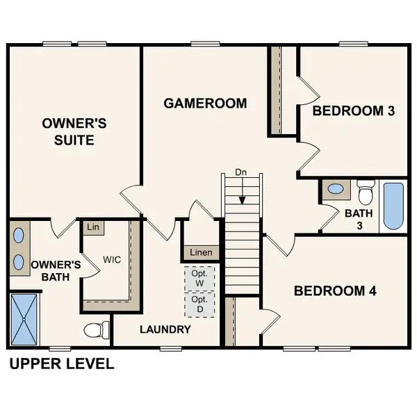 2D floor plan layout for the Dupont by Century Communities in Newport Creek, Brookshire, TX (Image 3).