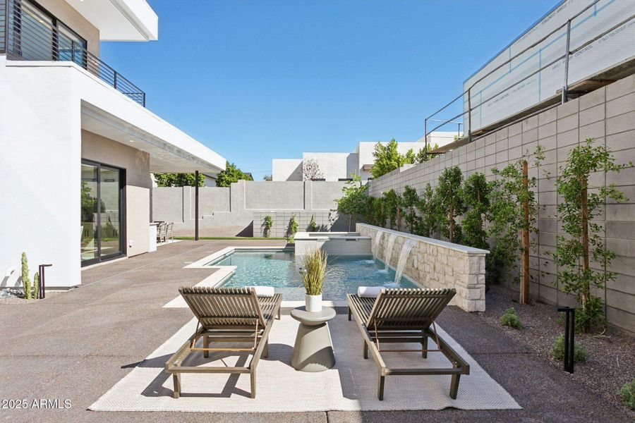 pool with water feature pool with water feature