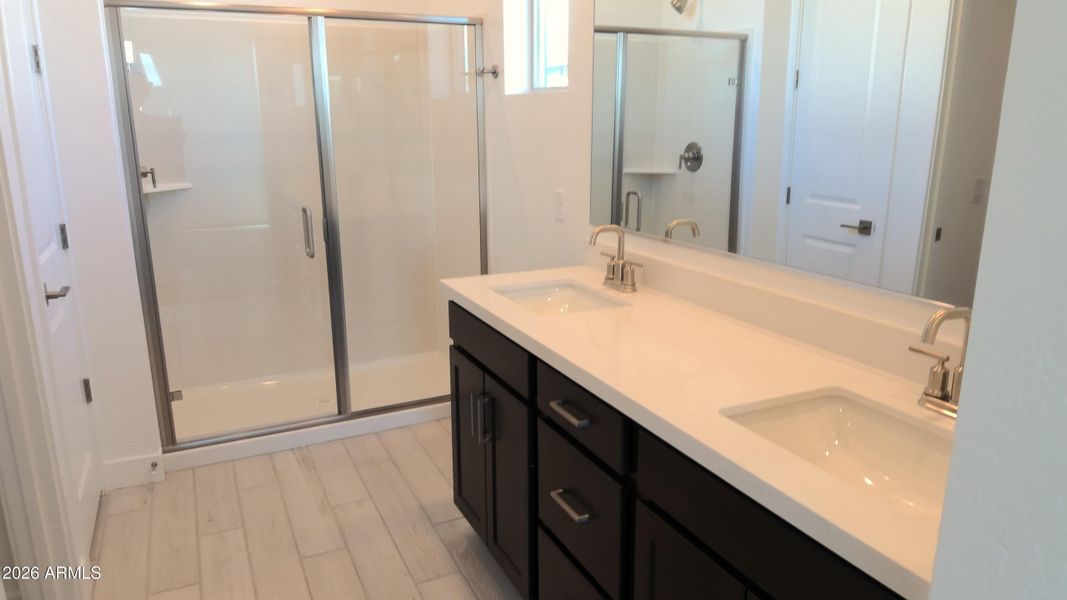 Master bath vanity with quartz top!