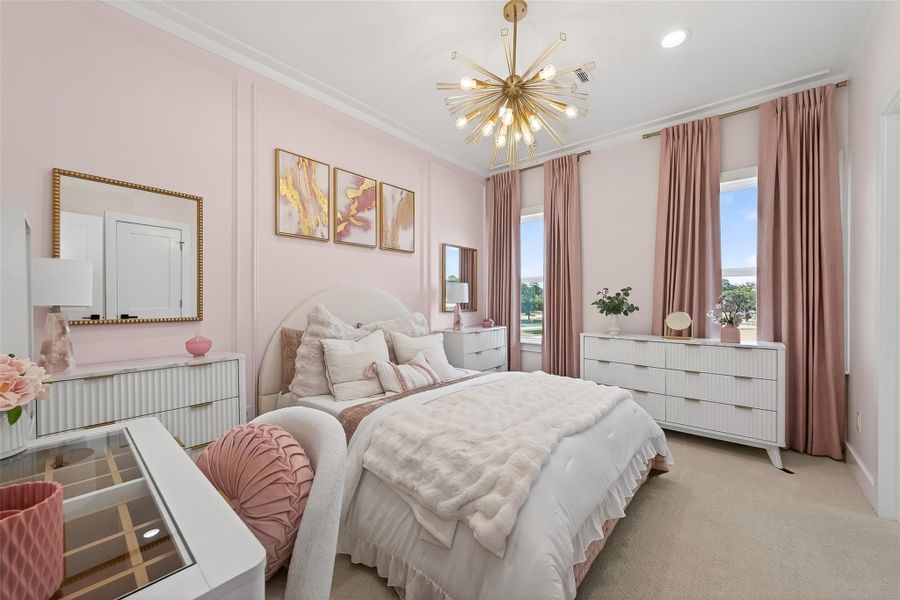 this is a rendering/example of the secondary bedroom from our model home