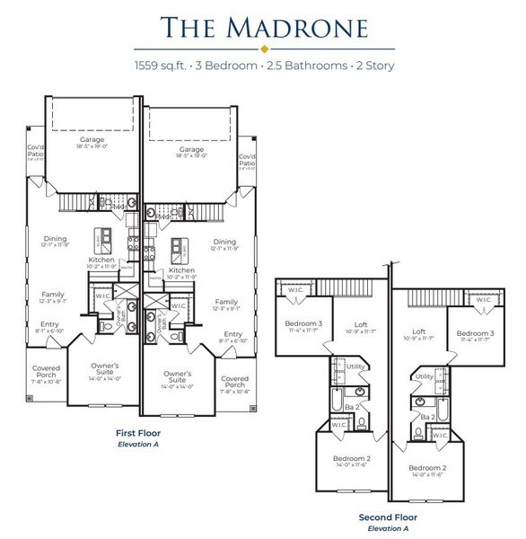 2D floor plan layout for the Madrone by Prominence Homes in The Porch at Du Pre, Buda, TX (Image 3).