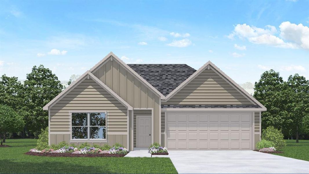 Front exterior of a new home in Silverthorne, Conroe, TX, highlighting curb appeal (Image 12).